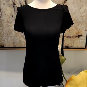 Black Cold Shoulder Short Sleeve Top